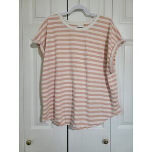 Ava & Viv 3x women's pink and white striped tee